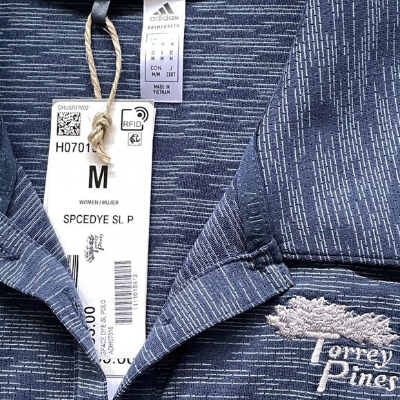 Adidas Space Dye Torrey Pines Sleeveless Golf Shirt Size Medium NWT - Picture 2 of 10